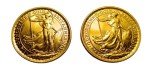2 British Gold Britannia Coins 1/4 oz Each