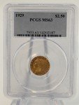 1929 Indian Head $2.5 Gold Coin MS63