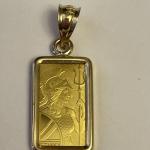 1 Gm Britannia Gold Bar with 14kt Bezel
