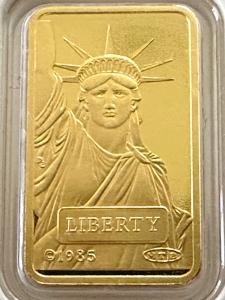 1985 Statue of Liberty 10g .9999 Gold Bar