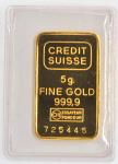 Credit Suisse 5 Gram .999 Fine Gold Bar