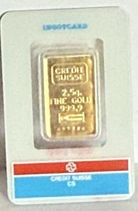 Credit Suisse 2.5g Gold Ingot Card .9999