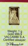 1 Gram Statue of Liberty Gold Bar - Credit Suisse