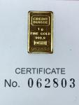 1 Gram Statue of Liberty Gold Bar - Credit Suisse