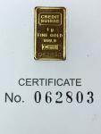 1 Gram Statue of Liberty Gold Bar - Credit Suisse