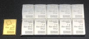 Valcambi Swiss 1g Gold & 10x1g Silver Bars