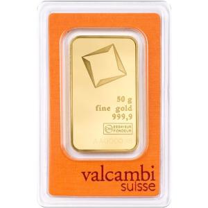 50 Gram Valcambi Gold Bar with Assay Certificate