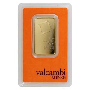 1 oz Gold Valcambi Suisse Fine Bar with Assay