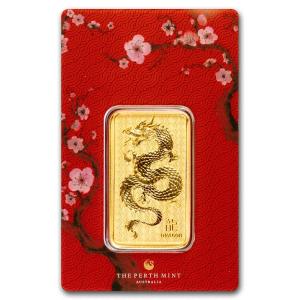 Perth Mint 1 oz Gold Lunar Dragon Bar