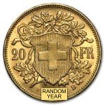 Swiss Gold 20 Francs Helvetia Coin (1897-1949)