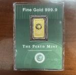 Perth Mint 1g Gold Bar with Vintage Assay Card