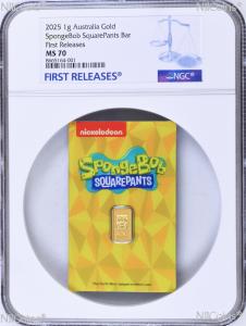 2025 SpongeBob SquarePants 1g .9999 Gold Bar