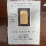 Perth Mint 1g Gold Bar with Vintage Assay Card