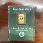 Perth Mint 1g Gold Bar with Vintage Assay Card
