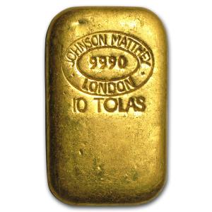 10 Tolas Gold Bar - Johnson Matthey 3.75 oz