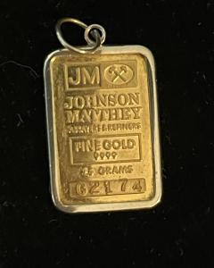 Johnson Matthey 2.5g Gold Bar Pendant