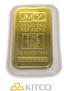 Vintage Johnson Matthey 1/2 oz Gold Bar 9999