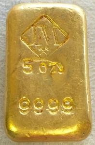Vintage Johnson Matthey 5 Oz Gold Bar