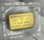 Johnson Matthey 5g .9999 Gold Bar - Rare