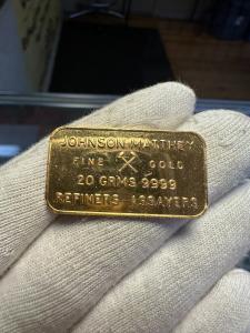 Johnson Matthey 20 Gram Gold Bar - Vintage