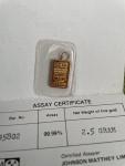 Johnson Matthey 2.5 Gram Gold Bar with Bezel