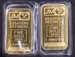 Johnson Matthey 1 oz Gold .9999 Fine Bar Pair