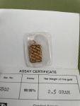 Johnson Matthey 2.5 Gram Gold Bar with Bezel