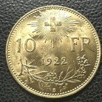 1922 Switzerland 10 Francs Helvetia Gold Coin
