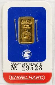 Engelhard Gold Bar 1 Gram in Assay Packaging