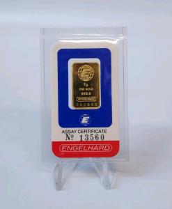 5 Gram 24K Gold Engelhard Bullion Bar 999.9