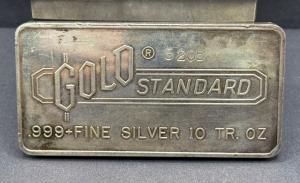Vintage Engelhard 10oz Fine Silver Bar 5205