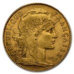 France Gold 10 Francs Rooster Coin (1899-1914)