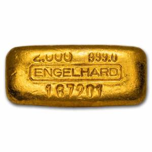 Engelhard 2 oz Gold Poured Bar .999 Fine