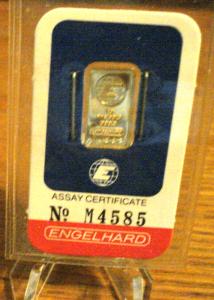 Engelhard 1g Gold Bar in Assay Seal