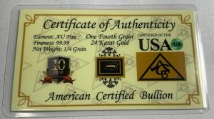 Vintage 24kt Gold Ingot - 1/4 Grain Bullion