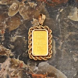 24k Gold Credit Suisse Ingot Bar Pendant Charm