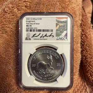 2021 South Africa Krugerrand First Day NGC MS70
