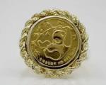 20mm China Panda Coin 14k Gold Plated Ring