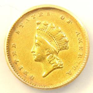 1854 Type 2 Indian Gold Dollar - ANACS AU50