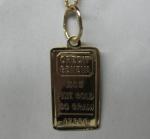 14K Solid Gold .585 Ingot Pendant 0.50g