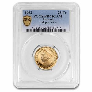 1962 Burundi Gold 25 Francs Independence Coin