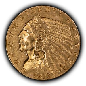 1913 Indian Head Gold Quarter Eagle G$2.50 Coin