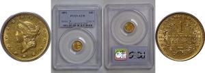 1851 One Dollar Gold Coin - PCGS AU-50 Grade