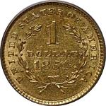 1851 One Dollar Gold Coin - PCGS AU-50 Grade