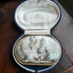 French Enamel Hand-Painted 14k Gold Brooch