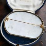 French Enamel Hand-Painted 14k Gold Brooch