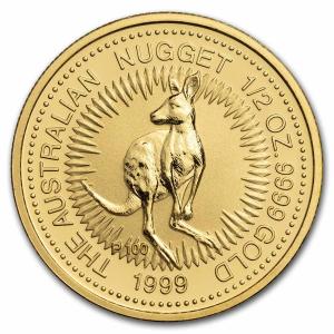 1999 Australia Gold Kangaroo 1/2 oz Coin