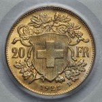 1922-B Swiss 20 Franc Gold Coin MS65