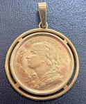 1930-B Swiss 20 Francs Helvetia Gold Coin Pendant