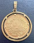 1930-B Swiss 20 Francs Helvetia Gold Coin Pendant